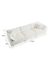 Streamdale Furniture Oversized 3 Piece Sofa Set: Comfy White Chenille Couch