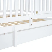 Twin Wood Daybed with Guardrails and Drawers