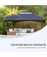 10' x 12' Gazebo Canopy Replacement Top, 2-Tier Cover with Drainage (Blue)