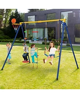 Givimo 4-in-1 660 lbs Heavy Duty Swing Set for Kids Aged 3-9 Years Old-Yellow