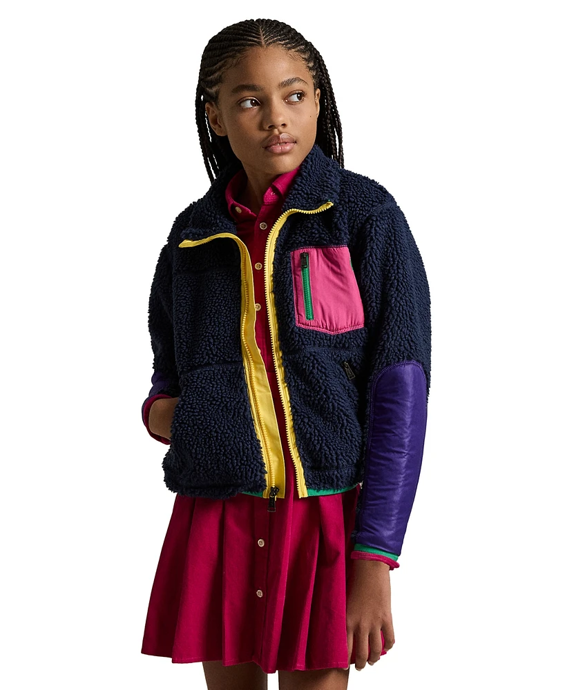 Polo Ralph Lauren Big Girls Color-Blocked Teddy Fleece Jacket