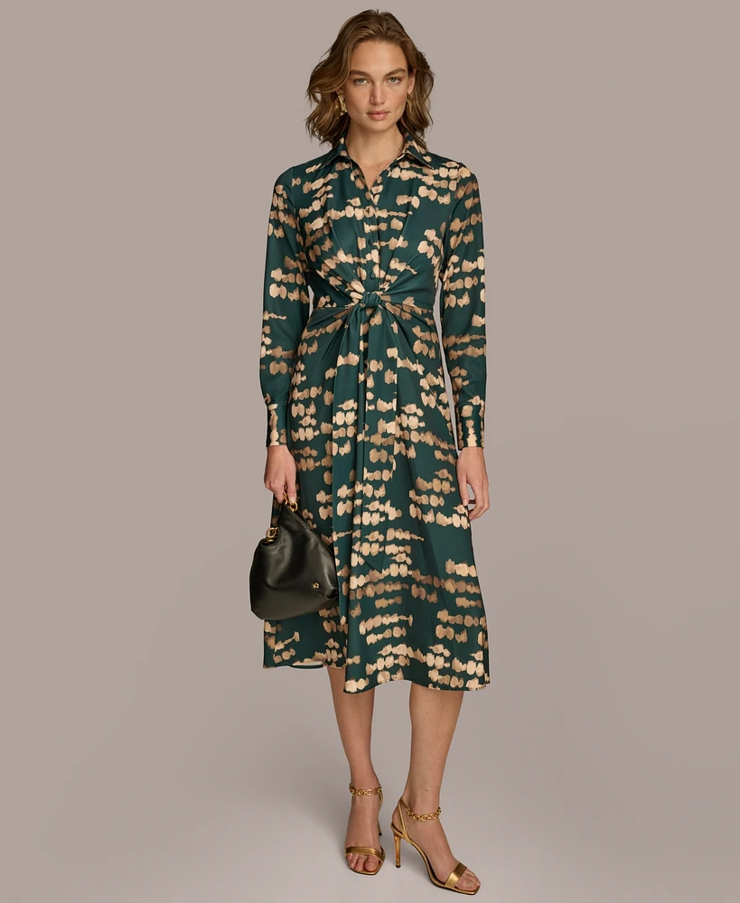 Donna Karan New York Women's Printed Twist-Front Shirtdress