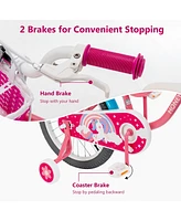 Gymax Inches Kids Bicycle w/ Doll Chair & Basket Kids Bike w/ Training Wheels Pink