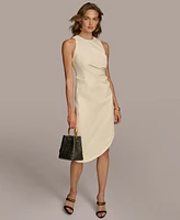 Donna Karan New York Women's Faux-Leather Asymmetric-Hem Dress