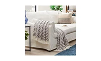 Chanasya Premium Monochrome Soft Cotton Throw Blanket With Tassels