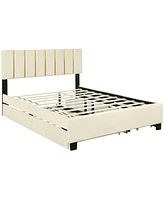 Streamdale Furniture Luxury Velvet Upholstered Platform Bed with Trundle and Drawers