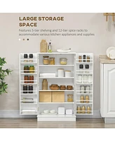 Streamdale Furniture Kitchen Pantry Storage Cabinet w/ 5-tier Shelving, 12 Spice Racks