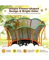 Sugift 8 Feet Outdoor Unique Flower Shape Trampoline with Enclosure Net