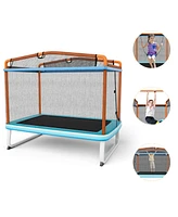 Sugift 6 Feet Rectangle Trampoline with Swing Horizontal Bar and Safety Net