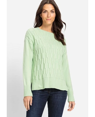 Olsen Women's Cotton Blend Modern Cable Pullover