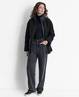 Dkny Women's Faux-Shearling Contrast Stand-Collar Jacket