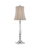 Belardo Traditional Luxury Style Console Table Lamp 32" Tall Clear Crystal Glass Taupe Bell Shade Decor for Living Room Bedroom House Bedside Nightsta