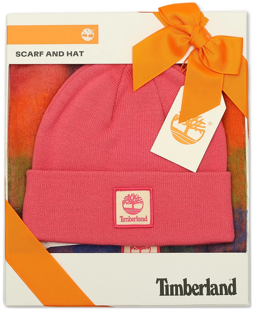 Timberland Logo Detail Multi-Check Scarf & Beanie Boxed Gift Set