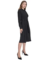 Halston Women's Button-Front Flared Trench Dress