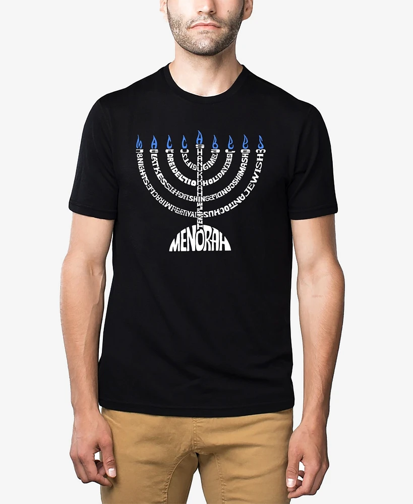 La Pop Art Men's Menorah Premium Blend Word T-Shirt