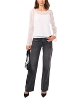 Vince Camuto Women's Sheer Layered-Look Flared-Sleeve Top