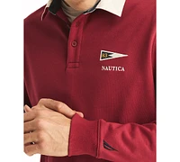 Nautica Men's Relaxed-Fit Logo-Print French Terry Polo Sweatshirt