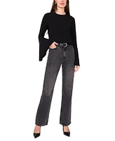 1.state Women's Crew Neck Wide Sleeve Blouse