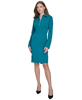 Halston Women's Collared Zip-Neck Star-Seamed Dress