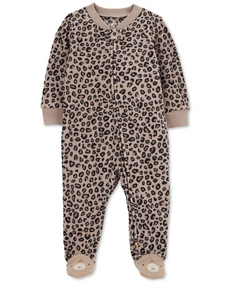 Carter's Baby Girls 1-Piece Animal-Print Fleece Zip-Up Footed Sleep & Play Pajamas