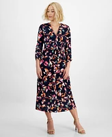 Jamie & Layla Petite Floral-Print Twist-Front Midi Dress