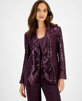 Anne Klein Women's Sequin One-Button Blazer