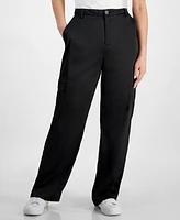 Dkny Jeans Petite High-Rise Satin Cargo Pants