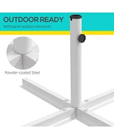 Streamdale Furniture Cross Brace Umbrella Stand for Outdoor Umbrellas, White