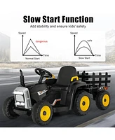 Sugift 12V Ride on Tractor with 3-Gear-Shift Ground Loader for Kids 3+ Years Old