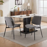 Streamdale Furniture Modern Retro Linen Dining Chairs Set of 2 with Bentwood & Adjustable Feet