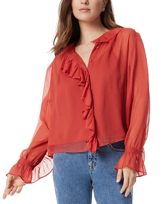 Sam Edelman Women's Ruffle-Trim Button-Front Blouse