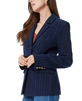 Sam Edelman Women's Pinstripe Cinched-Waist Blazer - Navy