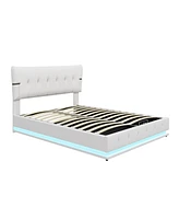 Streamdale Furniture Hydraulic Storage Platform Bed with Rgb Led Light