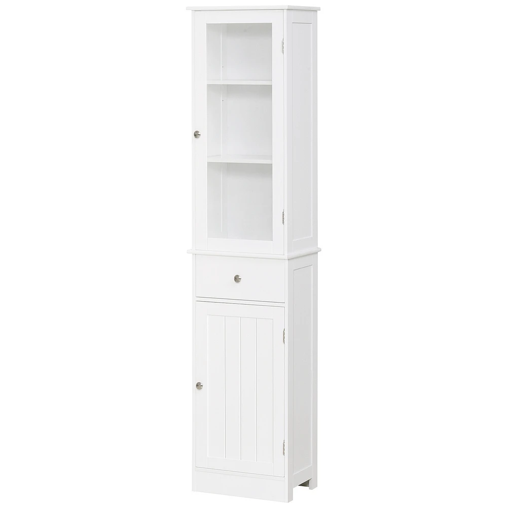 Streamdale Furniture Narrow Bathroom Linen Tower with Acrylic Door