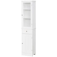 Streamdale Furniture Narrow Bathroom Linen Tower with Acrylic Door