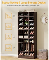 Tribesigns 10-Tier Shoe Storage Cabinet, Gray Wooden Shoe Rack with 30 Cubbies, Freestanding Tall Entryway Shoe Organizer for Closet, Entryway