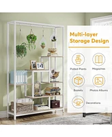 Tribesigns Plant stand 5 levels, 180 cm high indoor plant stand, metal flower shelf with 10 S-hanging hooks, flower stand for multiple plants, bonsai