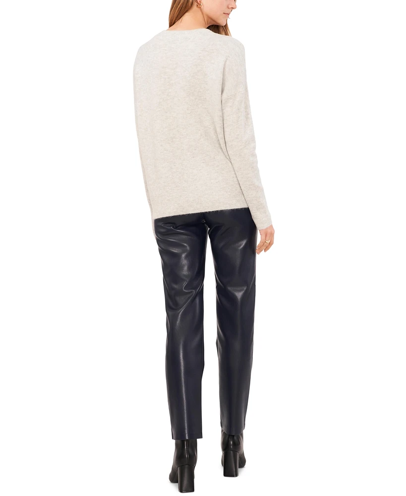 Vince Camuto Women's Crewneck Sequin Stripe Long Sleeve Sweater