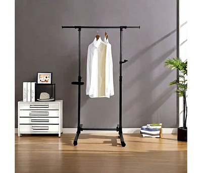 Streamdale Furniture Compact Clothing Rack with Shelves and Wheels