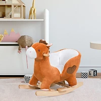 Streamdale Furniture Plush Animal Rocking Horse: Wooden Rocker with Songs