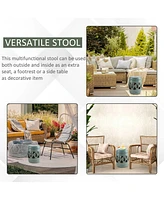 Ceramic Knotted Ring Garden Stool (Antique Blue)
