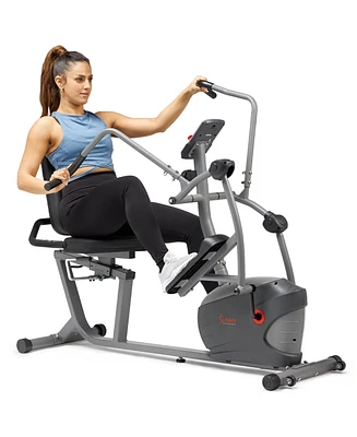 Sunny Health & Fitness Performance Recumbent Cross Trainer & Elliptical Bike with Dual Motion Arm Exercisers, Easy Access Seat & Exclusive SunnyFit Ap