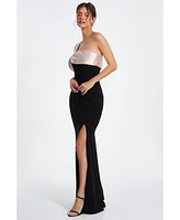 Quiz Women's Off the Shoulder Split Leg Fishtail Maxi Dress