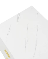 White Coffee Table with Storage, Gold Legs, Led Lighting (47.2")