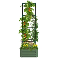 Streamdale Furniture Galvanized Garden Bed with Trellis for Climbing Plants