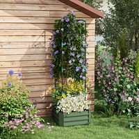 Streamdale Furniture Galvanized Garden Bed with Trellis for Climbing Plants