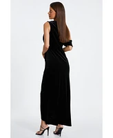 Quiz Women's Velvet Asymmetric Maxi Dress