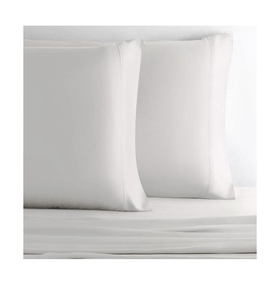 Cariloha Retreat 2-Piece Sateen Pillowcase Set | White |Standard | Lyocell Material | Breathable, Corner Straps, Extra soft & Cooling