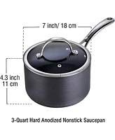 Cooks Standard 3-Quart Hard Anodized Nonstick Saucepan with Lid, Black