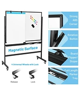 Vebreda 48 x 36 Inch Mobile Magnetic Double-Sided Reversible Whiteboard Height Adjust